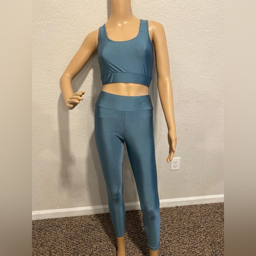 Teal blue|satin|Legging set 